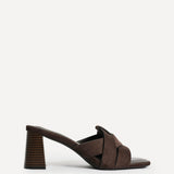 Madrid Brown Faux Suede Mule Heels