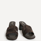 Madrid Brown Faux Suede Mule Heels