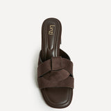 Madrid Brown Faux Suede Mule Heels