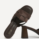 Madrid Brown Faux Suede Mule Heels