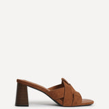 Madrid Tan Faux Suede Mule Heels