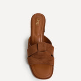 Madrid Tan Faux Suede Mule Heels
