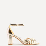 Magda Gold Cage Heeled Sandals