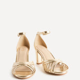 Magda Gold Cage Heeled Sandals