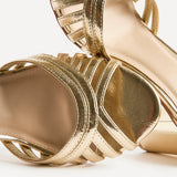 Magda Gold Cage Heeled Sandals
