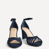 Magda Navy Cage Heeled Sandals
