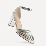Magda Silver Cage Heeled Sandals