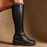 Maintain Wide Fit Black Faux Leather Long Boots