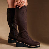 Maintain Wide Fit Brown Faux Suede Long Boots