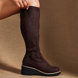 Maintain Wide Fit Brown Faux Suede Long Boots