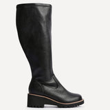 Maintain Wide Fit Black Faux Leather Long Boots