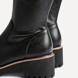 Maintain Wide Fit Black Faux Leather Long Boots