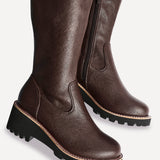 Maintain Wide Fit Brown Faux Leather Long Boots