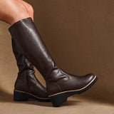 Maintain Wide Fit Brown Faux Leather Long Boots