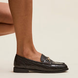 Maison Brown Faux Croc Patent Leather Loafers