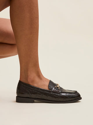 Maison Brown Faux Croc Patent Leather Loafers
