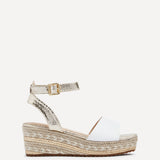 Malaga Gold & White Flatform Wedged Sandals