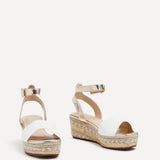 Malaga Gold & White Flatform Wedged Sandals