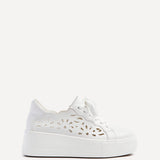 Mallory White Floral Faux Leather Trainers