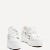 Mallory White Floral Faux Leather Trainers