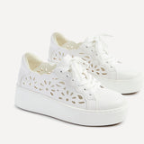Mallory White Floral Faux Leather Trainers
