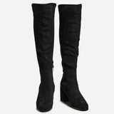 Mandy Black Block Heeled Long Boots