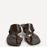 Manhattan Brown Faux Leather Mule Heels