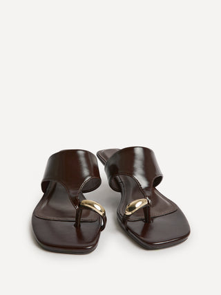 Manhattan Brown Faux Leather Mule Heels