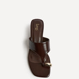 Manhattan Brown Faux Leather Mule Heels