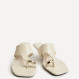 Manhattan Ivory Faux Leather Mule Heels