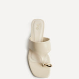 Manhattan Ivory Faux Leather Mule Heels