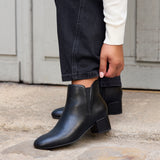 Manor Black Faux Leather Heeled Ankle Boots