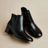 Manor Black Faux Leather Heeled Ankle Boots