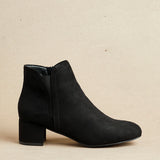 Manor Black Faux Suede Heeled Ankle Boots