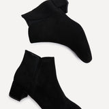 Manor Black Faux Suede Heeled Ankle Boots