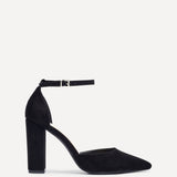 Mara Black Faux Suede Court Heels