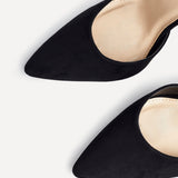 Mara Black Faux Suede Court Heels