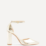 Mara Gold Faux Leather Court Heels