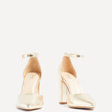 Mara Gold Faux Leather Court Heels