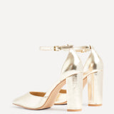 Mara Gold Faux Leather Court Heels