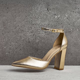 Mara Gold Faux Leather Court Heels