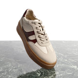 Kaia Nude and Burgundy Faux Leather Trainers