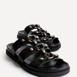 Marcia Black Studded Gladiator Slip-On Sandals