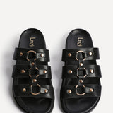 Marcia Black Studded Gladiator Slip-On Sandals