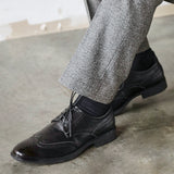 Marco Mens Black Faux Leather Brogue Shoes