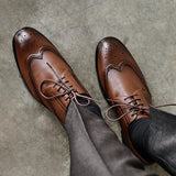 Marco Mens Brown Faux Leather Brogue Shoes