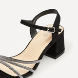 Mariah Wide Fit Black Diamante Heels