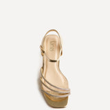 Mariah Wide Fit Gold Diamante Heels