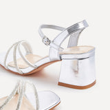 Mariah Wide Fit Silver Diamante Heels