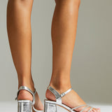 Mariah Wide Fit Silver Diamante Heels